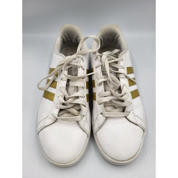 Adidas Cloudfoam Advantage Women’s White/Gold 3 Stripe Shoes Size 9 US - Picture 6 of 11